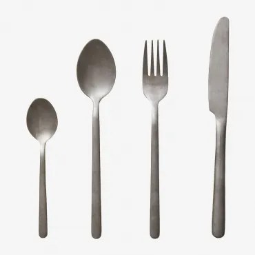Conjunto De Talheres De 16 Peças Em Aço Inoxidável Gibara Cinza Cromado - Sklum