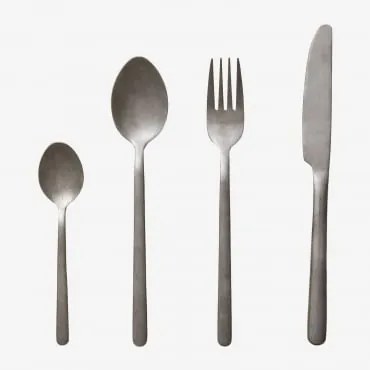 Conjunto De Talheres Em Aço Inoxidável De 16 Peças Gibara Cinza Cromado - Sklum