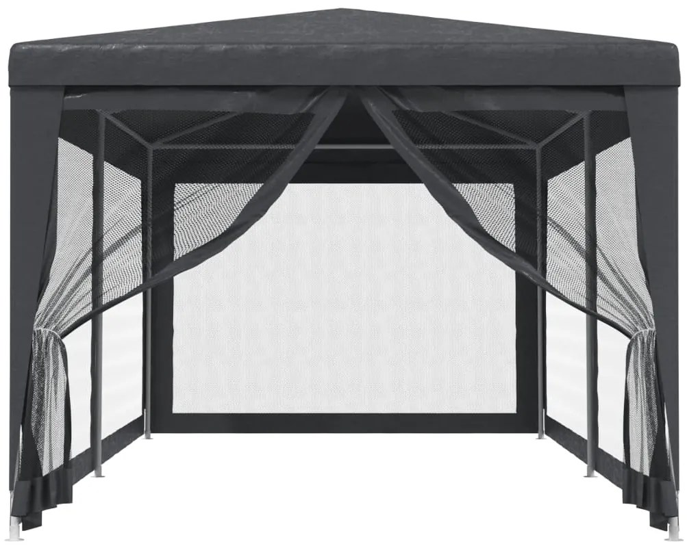 Tenda festas c/ 6 paredes laterais em rede 3x6 m PEAD antracite