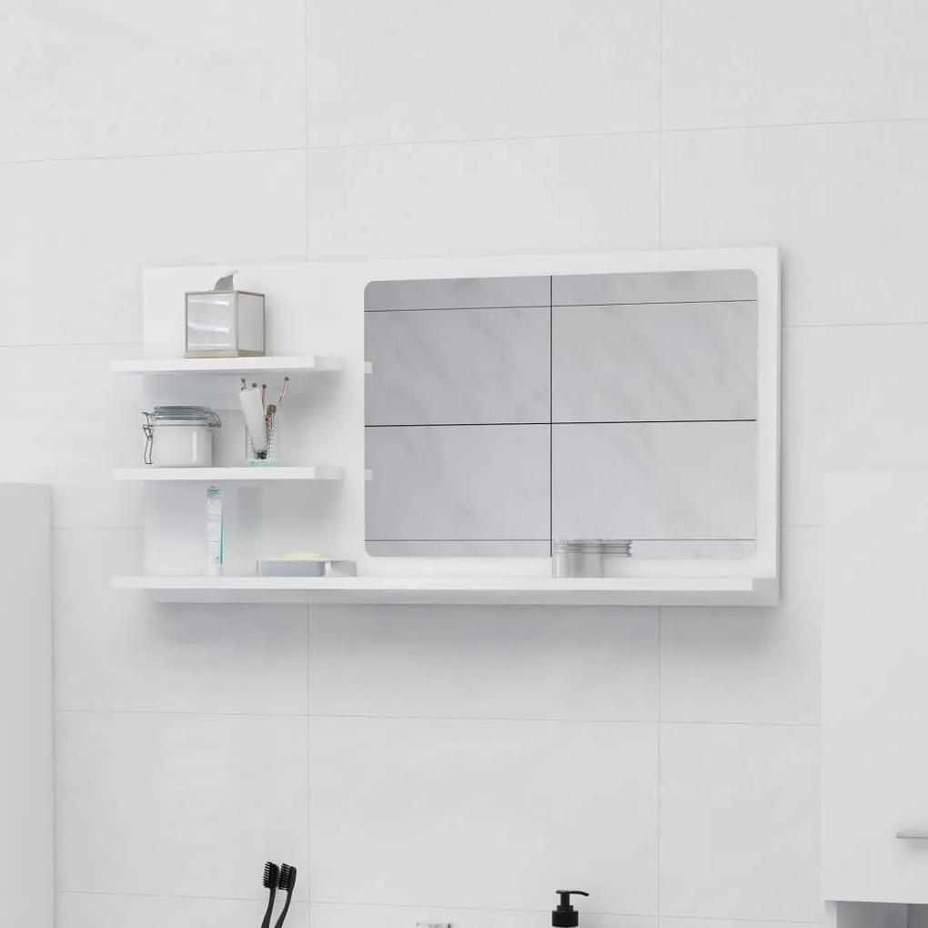805021 vidaXL Espelho de casa de banho 90x10,5x45cm contrap. branco brilhante