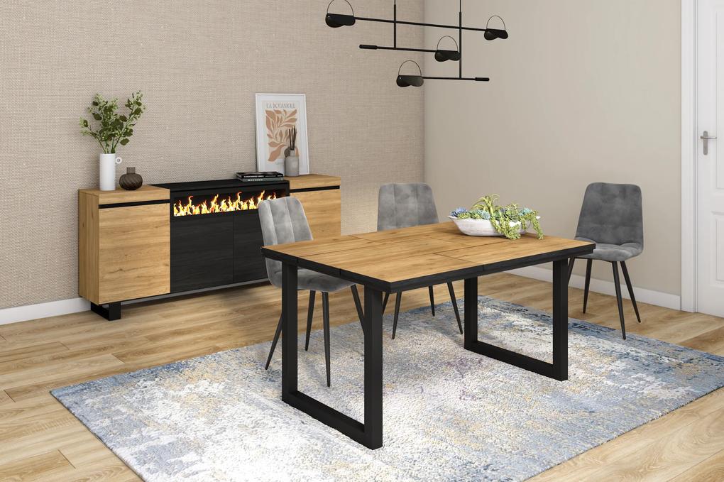 Mesa de sala de jantar | 6 pessoas | 140 | Robusto e estável graças à sua estrutura e pernas sólidas | Ideal para reuniões familiares | Oak e  preta |