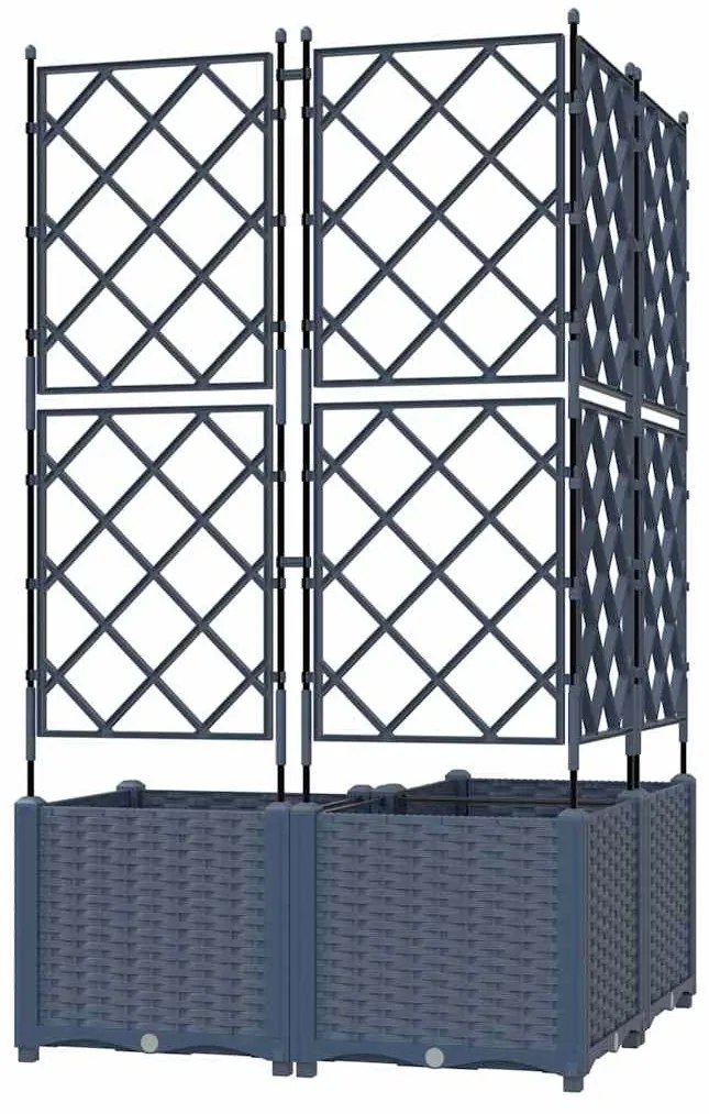 Plantadeira de Jardim com Treliça 3 pcs Cinza 80x80x143 cm