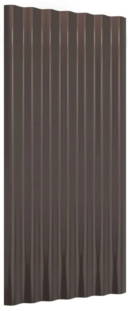 Painéis de telhado 12 pcs 80x36 cm aço revestido a pó castanho