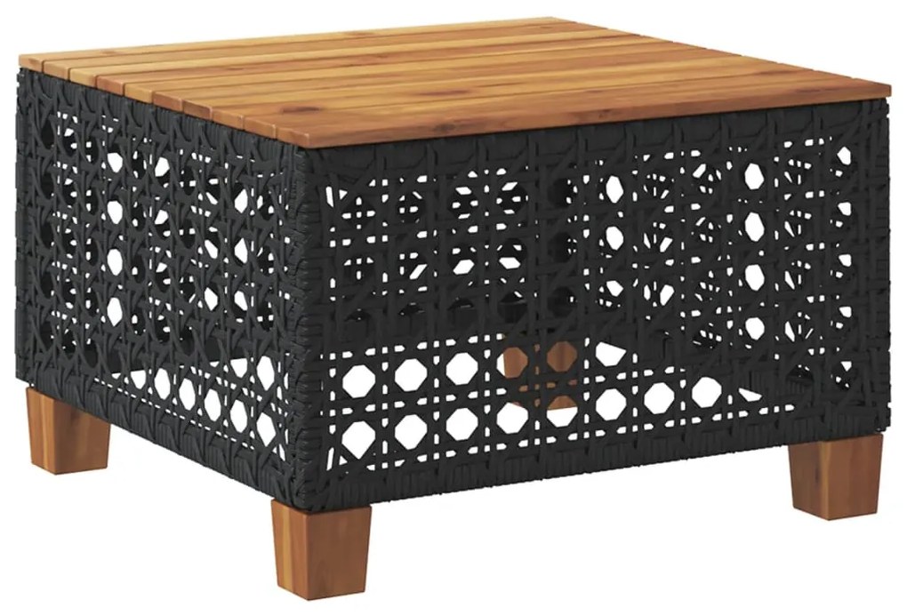 Mesa de jardim 55x55x36 cm vime PE e madeira de acácia preto