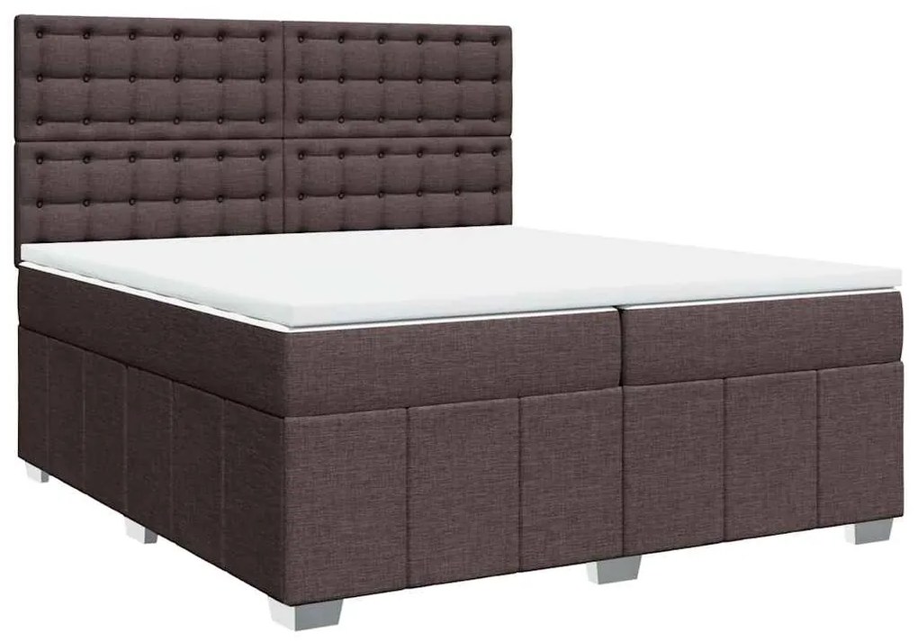 Cama com molas/colchão 200x200 cm tecido castanho-escuro