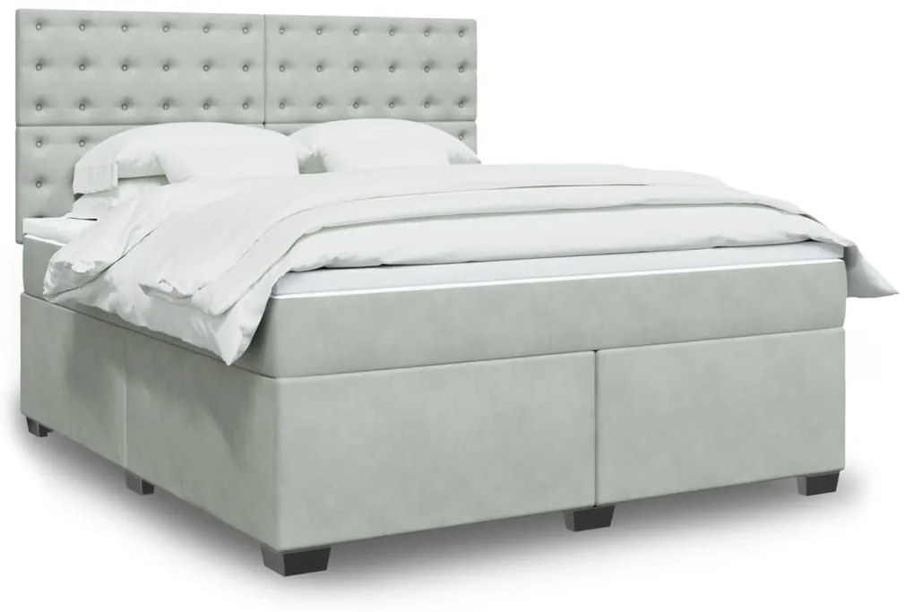 vidaXL Cama com molas/colchão 180x200 cm veludo cinzento-claro