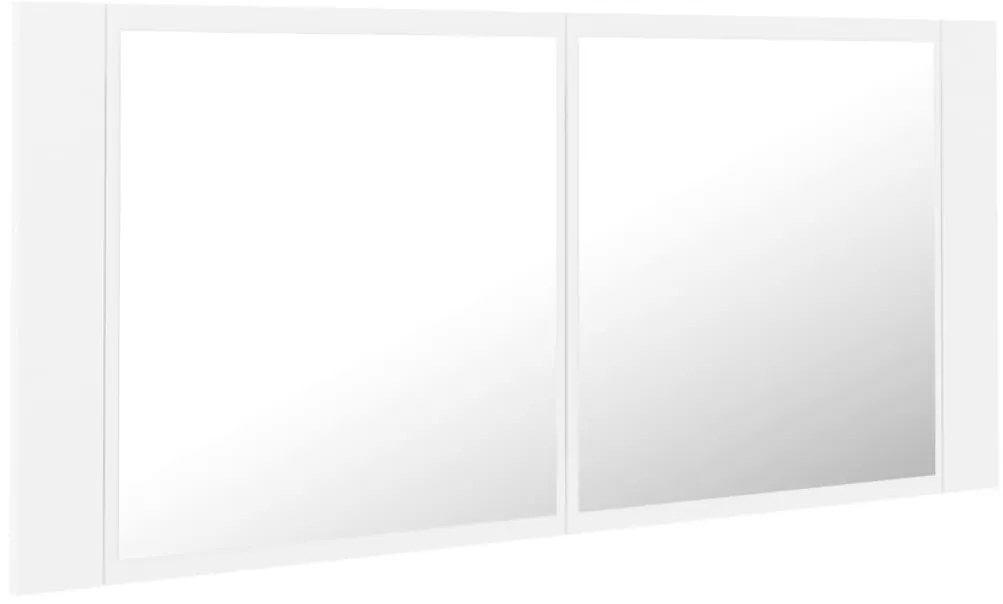 Armário espelhado casa de banho LED 100x12x45cm acrílico branco