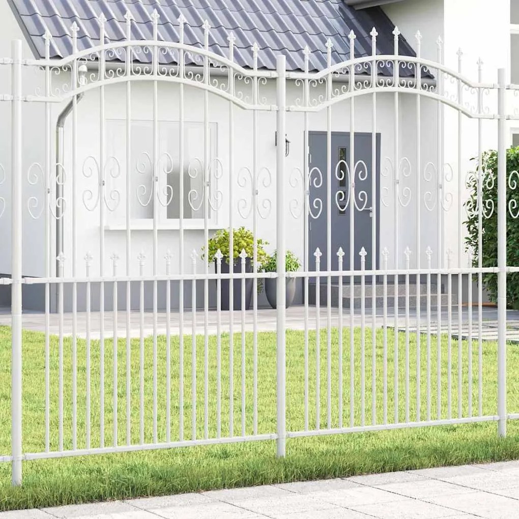vidaXL Cerca de jardim Branco 215 cm Aço com Revestimento em Pó