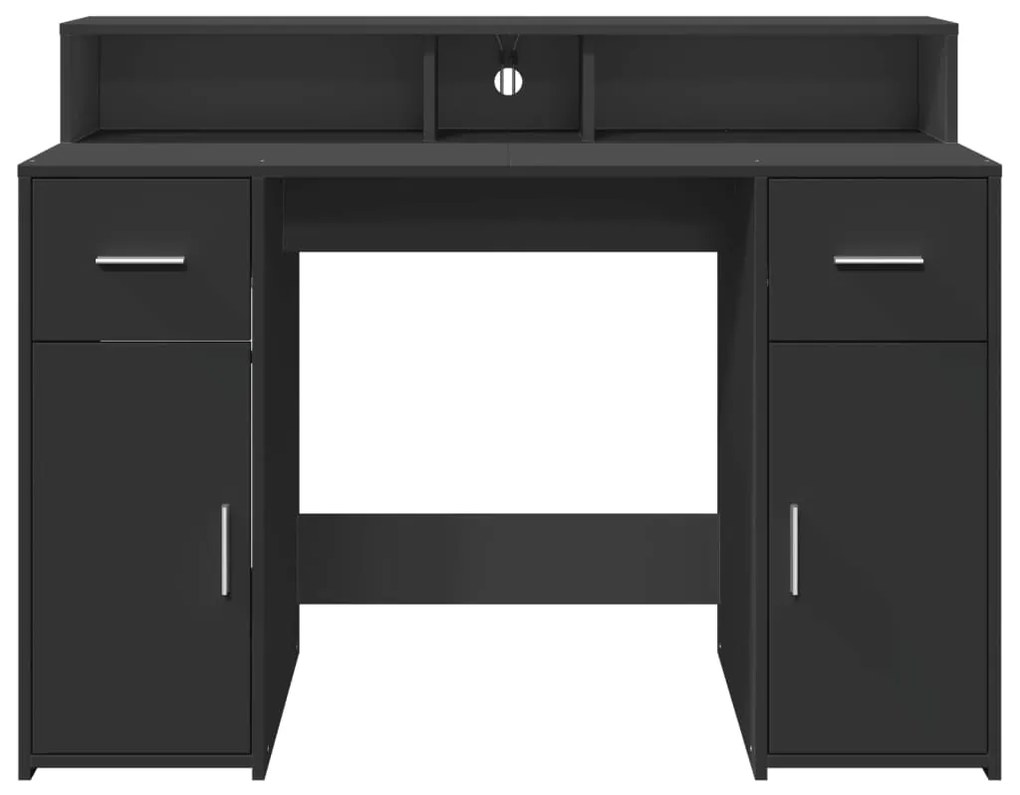 Secretária c/ luzes LED 120x55x91 cm derivados de madeira preto