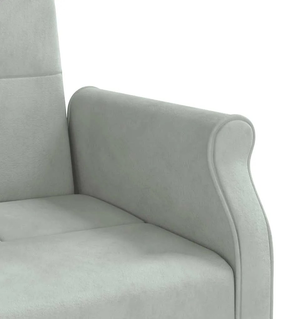 Sofá-cama com almofadões veludo cinzento-claro