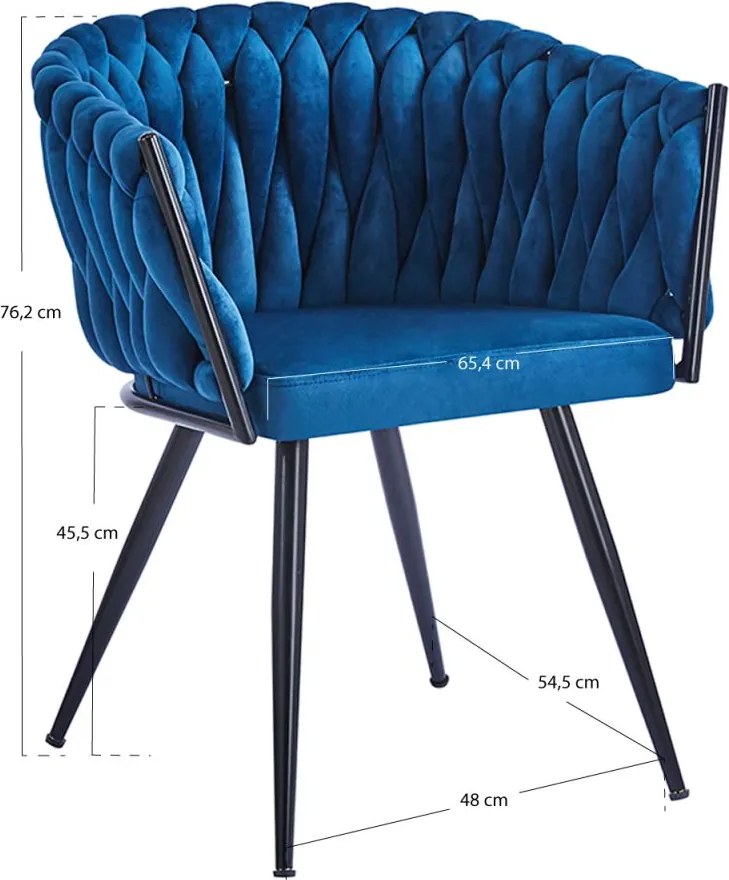 Cadeira Widny Black Veludo - Azul