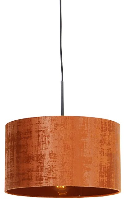 Candeeiro de suspensão moderno preto com cúpula laranja 35 cm - Combi Moderno