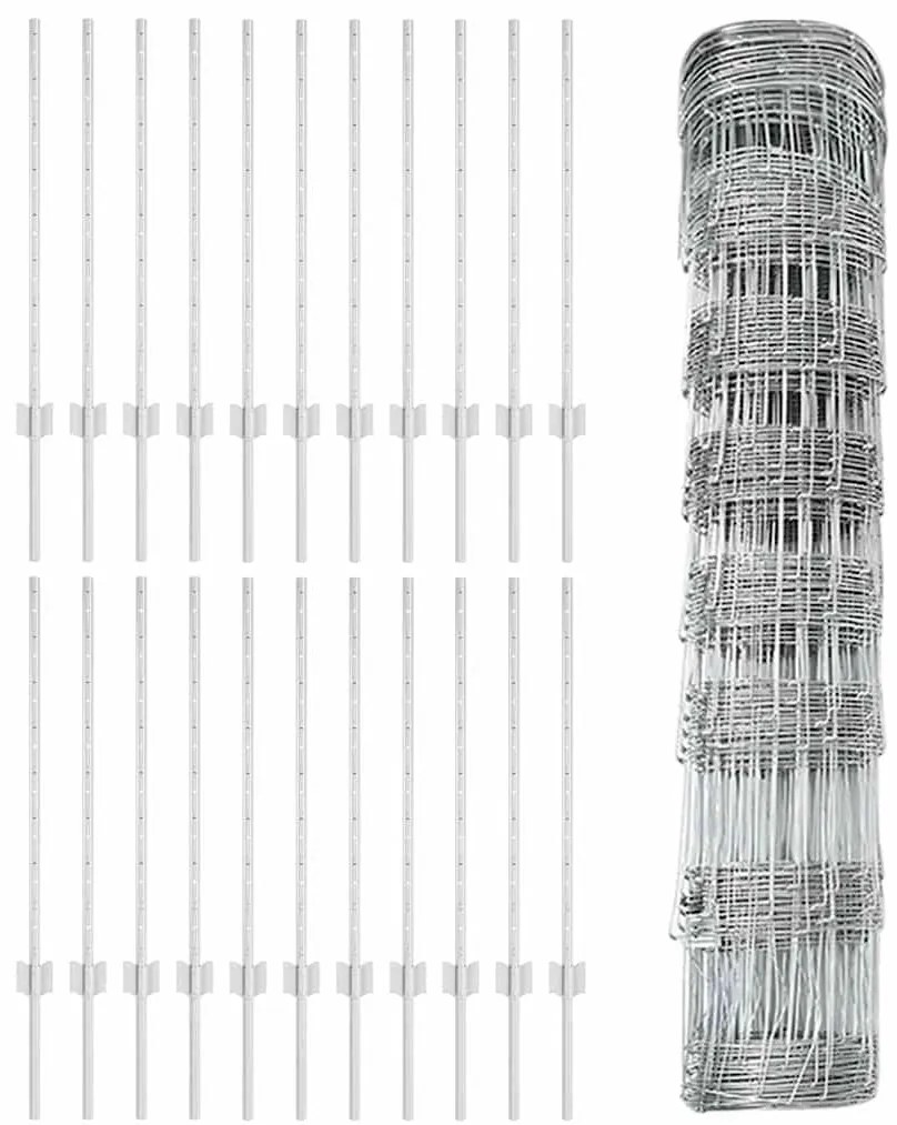 Postes de Cerca vidaXL 11 pcs U-Channel 80 cm Aço Galvanizado