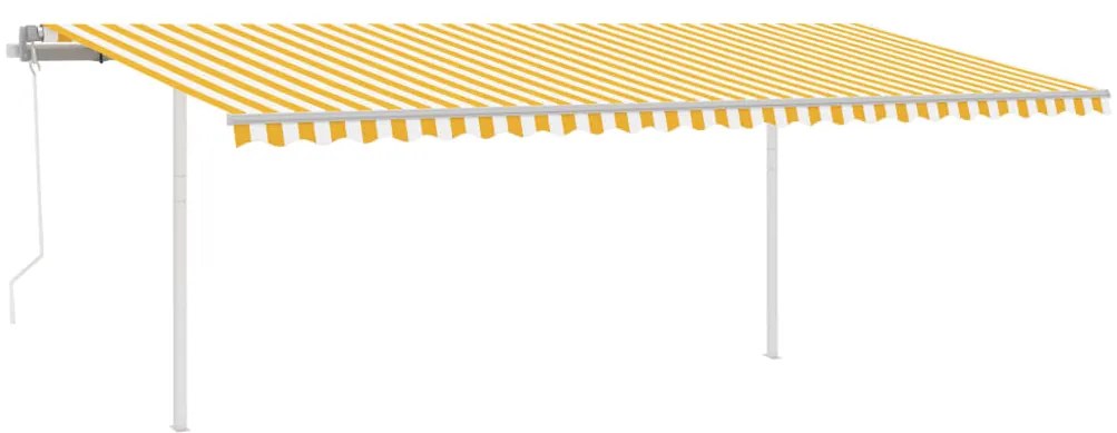 Toldo retrátil automático com postes 6x3,5 m amarelo e branco