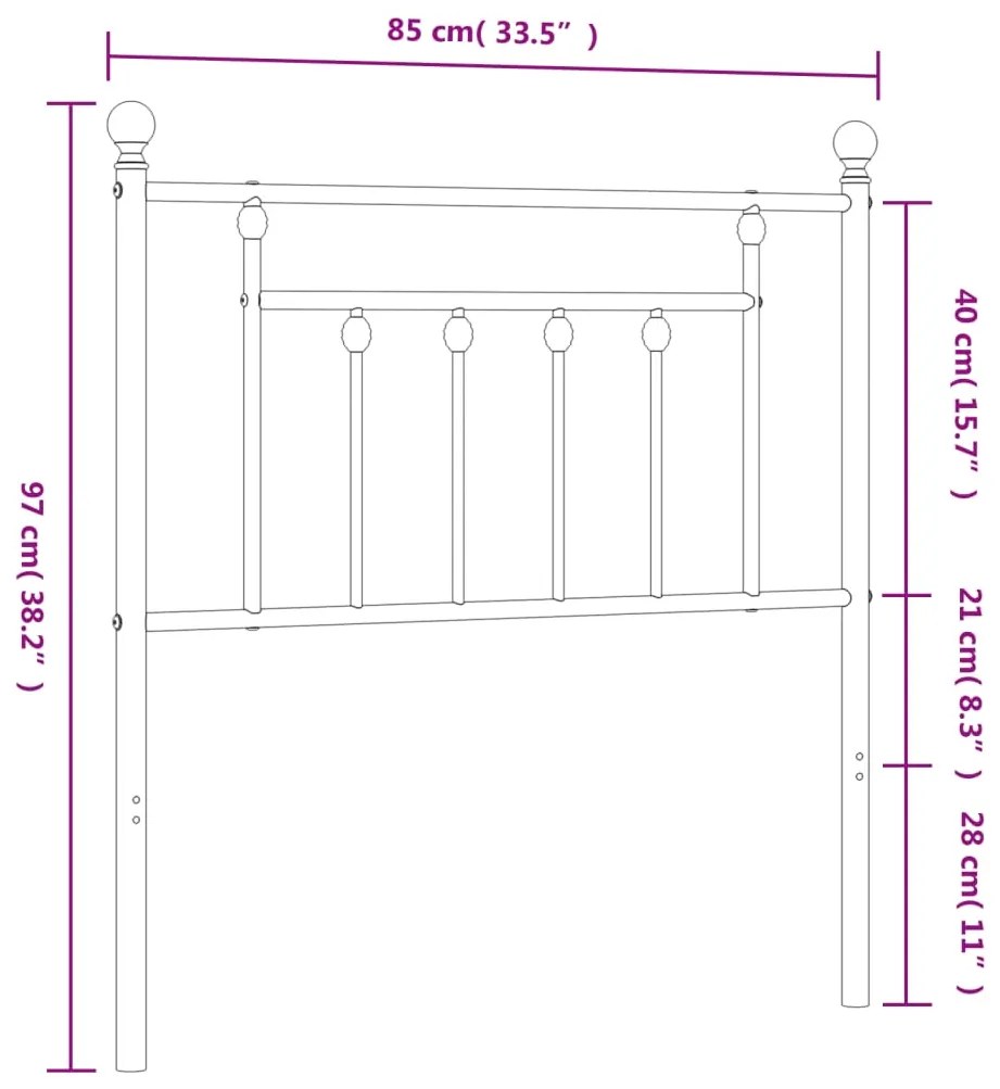 Cabeceira de cama 80 cm metal branco