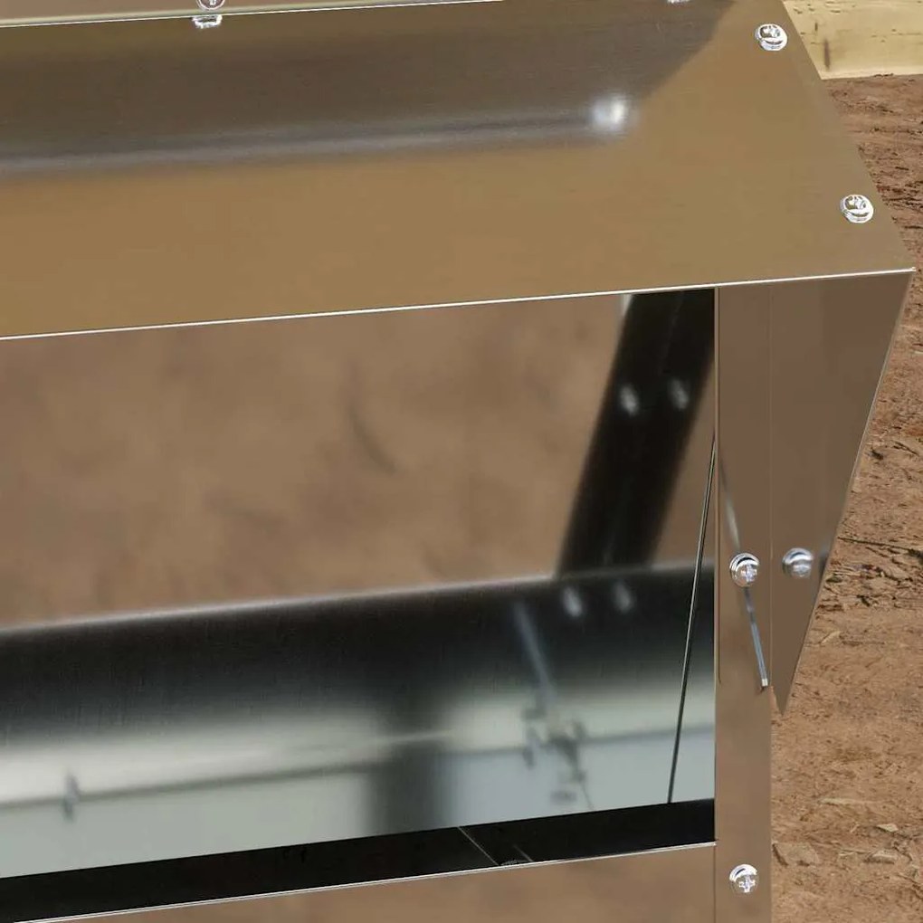 vidaXL Comedouro para galinha Prateado 40,5 x 45 x 41 cm