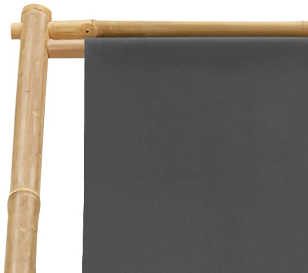 Espreguiçadeira de bambu e lona cinzento-escuro