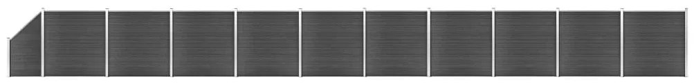 vidaXL Conjunto de painel de vedação WPC 1830x(105-186) cm preto