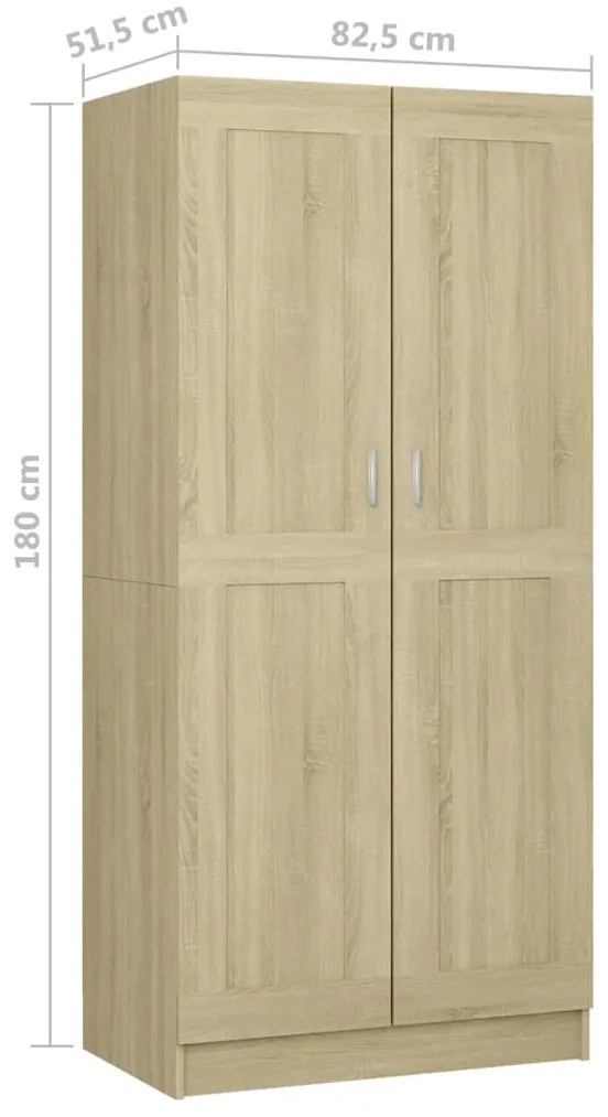 Roupeiro 82,5x51,5x180 cm contraplacado carvalho sonoma