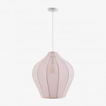 Candeeiro De Teto Suspenso Em Metal E Tecido Belisa Rosa Algodão Doce & Ø60 Cm - Sklum