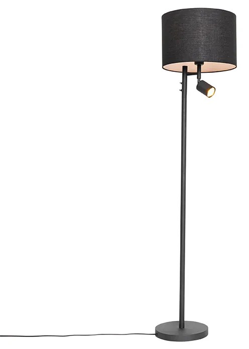 Candeeiro de pé preto com interior branco e luz de leitura - Jelena Moderno