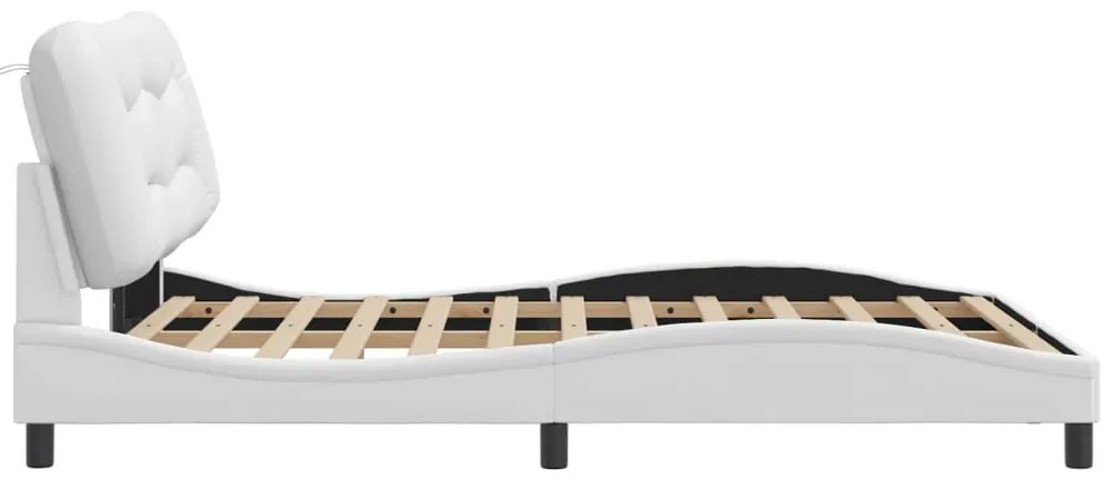 Estrutura cama c/ cabeceira 140x200 cm couro artificial branco