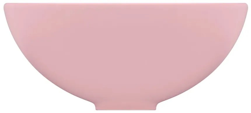 Lavatório WC luxuoso redondo 32,5x14cm cerâmica rosa mate