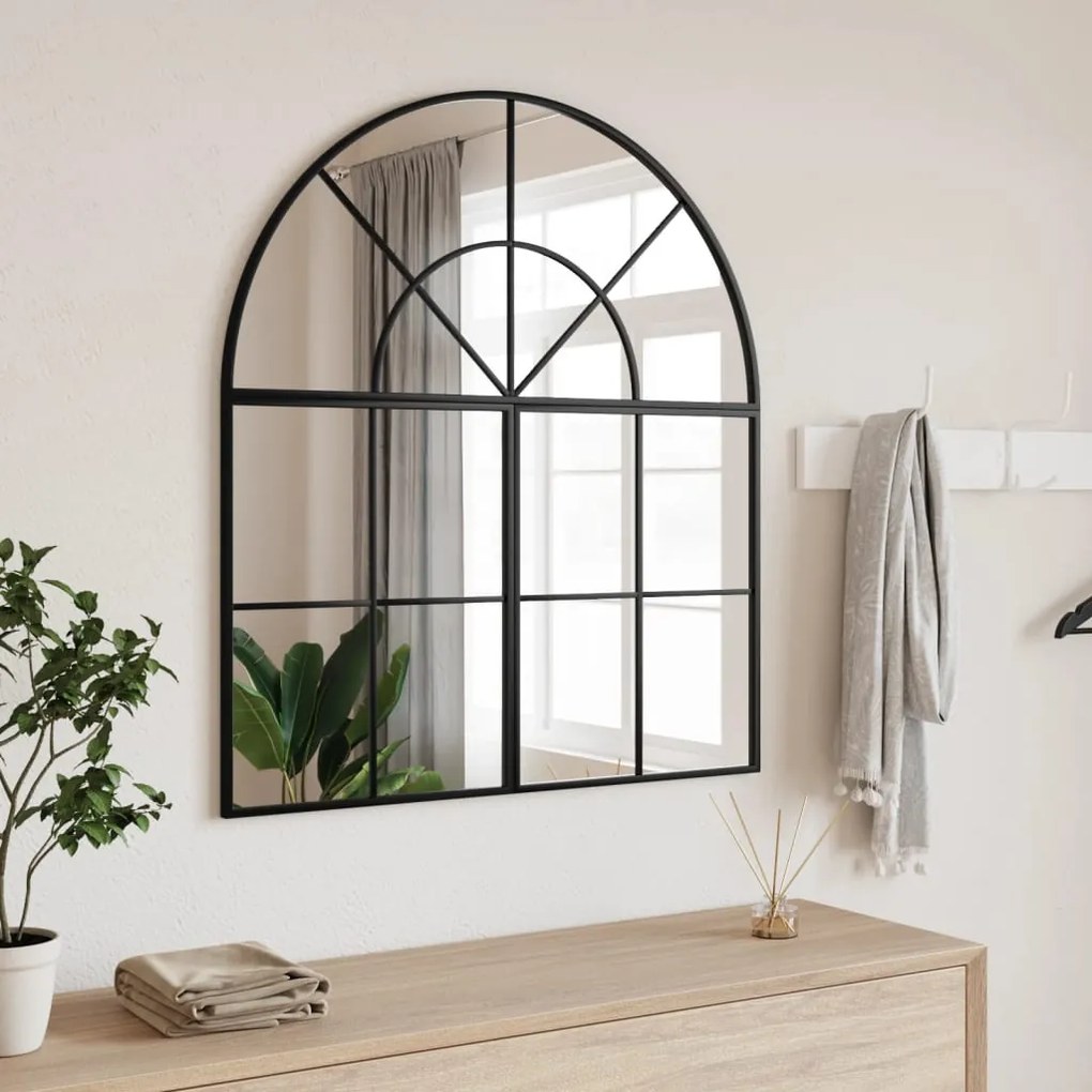 vidaXL Espelho de parede arqueado 80x40 cm ferro preto