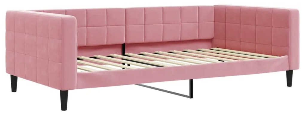 Sofá-cama com gavetão e colchões 100x200 cm veludo rosa