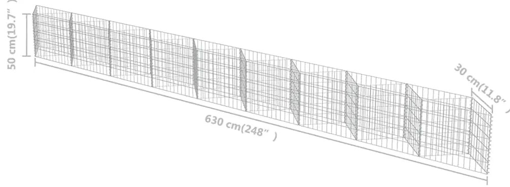 Muro gabião em aço galvanizado 630x30x50 cm