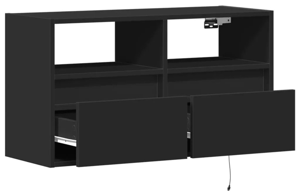 Móvel de parede para TV com luzes LED 80x31x45 cm preto