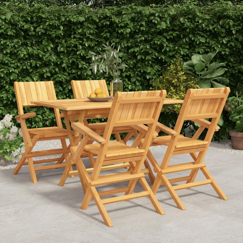 vidaXL 5 pcs conjunto de jantar p/ jardim madeira de teca maciça