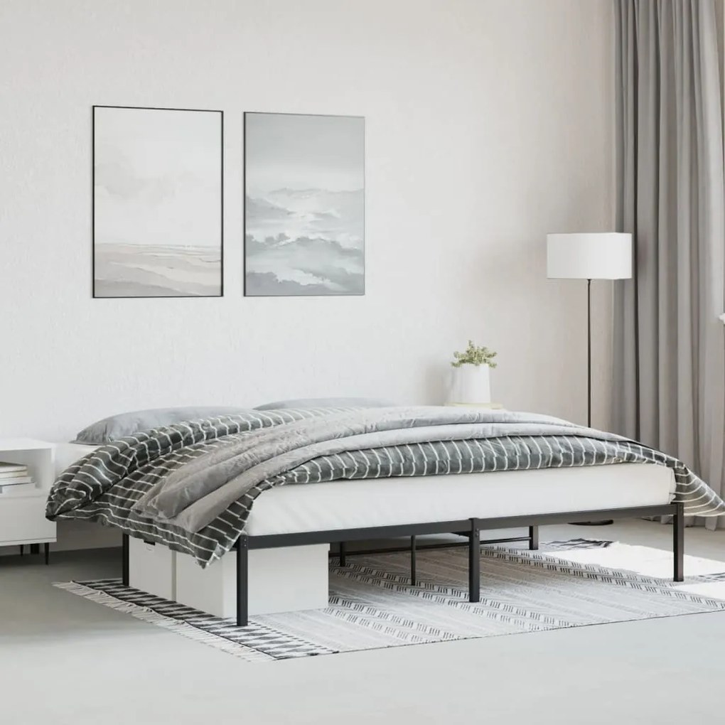 Estrutura de cama 193x203 cm metal preto