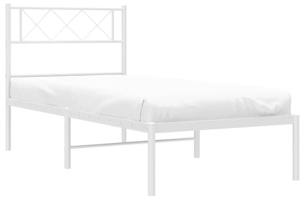 Estrutura de cama com cabeceira 100x200 cm metal branco