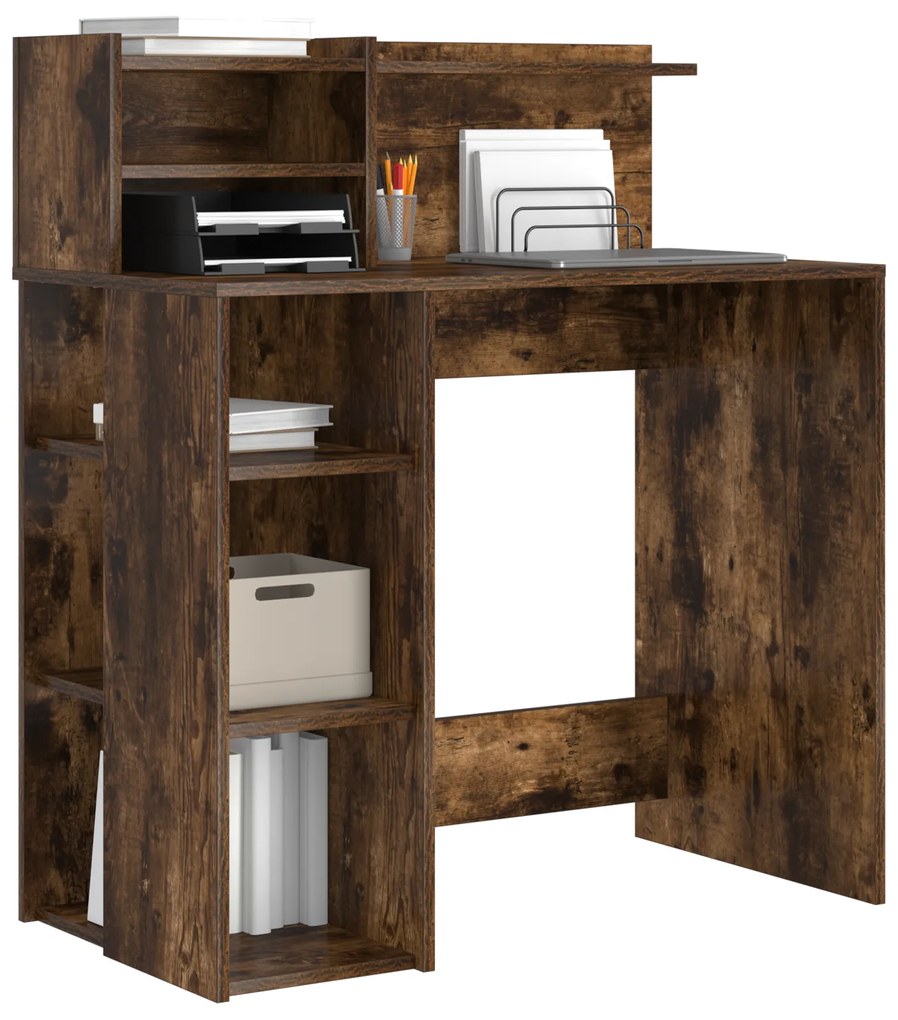 Secretária com Armazenamento Carvalho Fumado 90x48x101.5 cm Madeira De