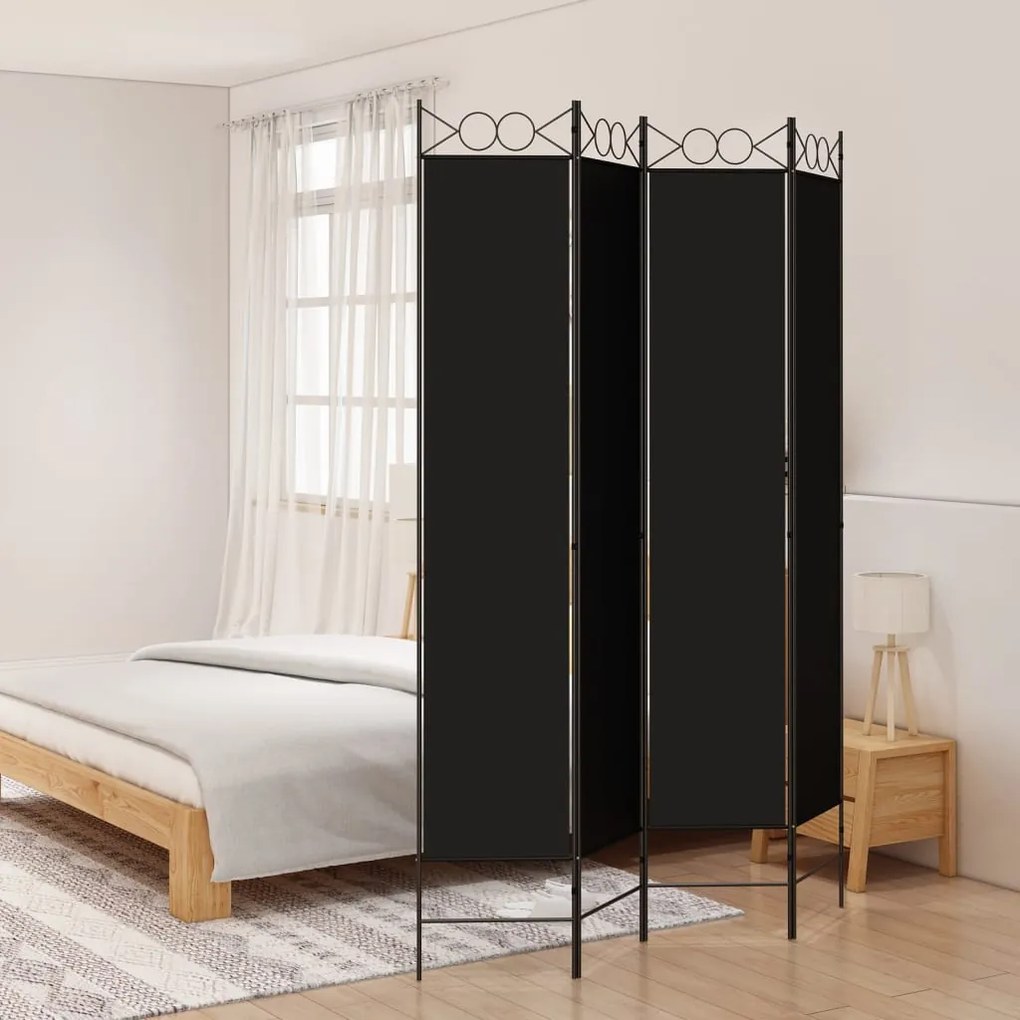 Biombo/divisória com 4 Painéis 160x220 cm Tecido Preto