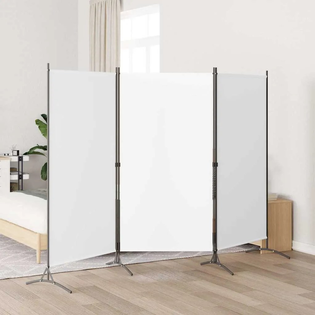 vidaXL Divisória de quarto com 3 painéis 260x180 cm tecido branco