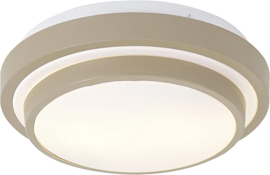 Candeeiro de Teto Moderno Taupe com Branco 34cm 2 Luzes IP44 - Walden
