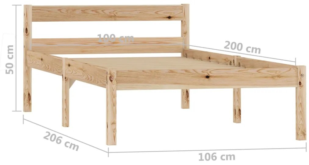Estrutura de cama 100x200 cm madeira pinho maciço