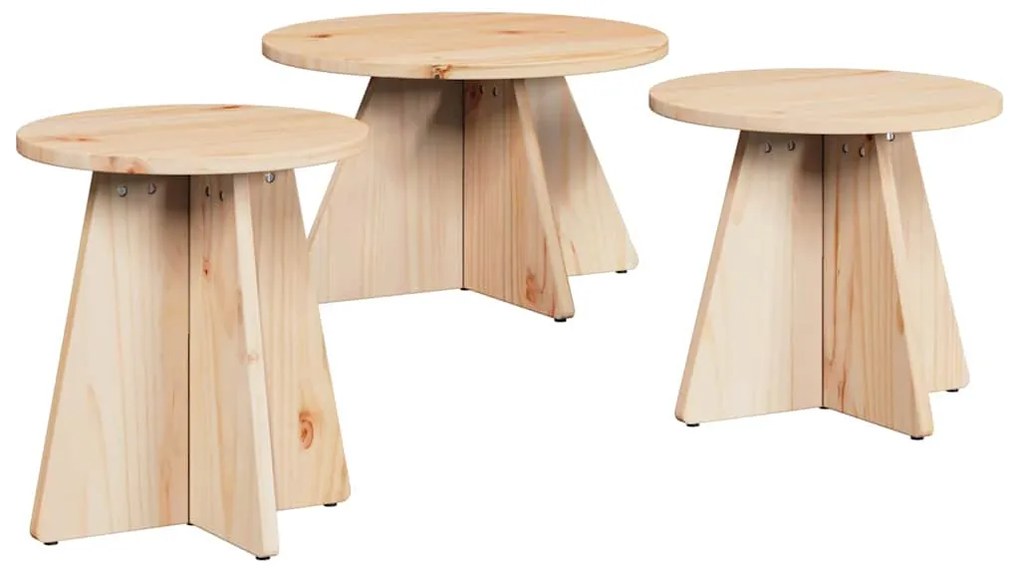 Mesa de centro 3 pcs Natural 49 x 49 x 30 cm