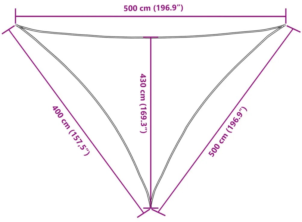 Para-sol estilo vela tecido oxford triangular 4x5x5 m branco