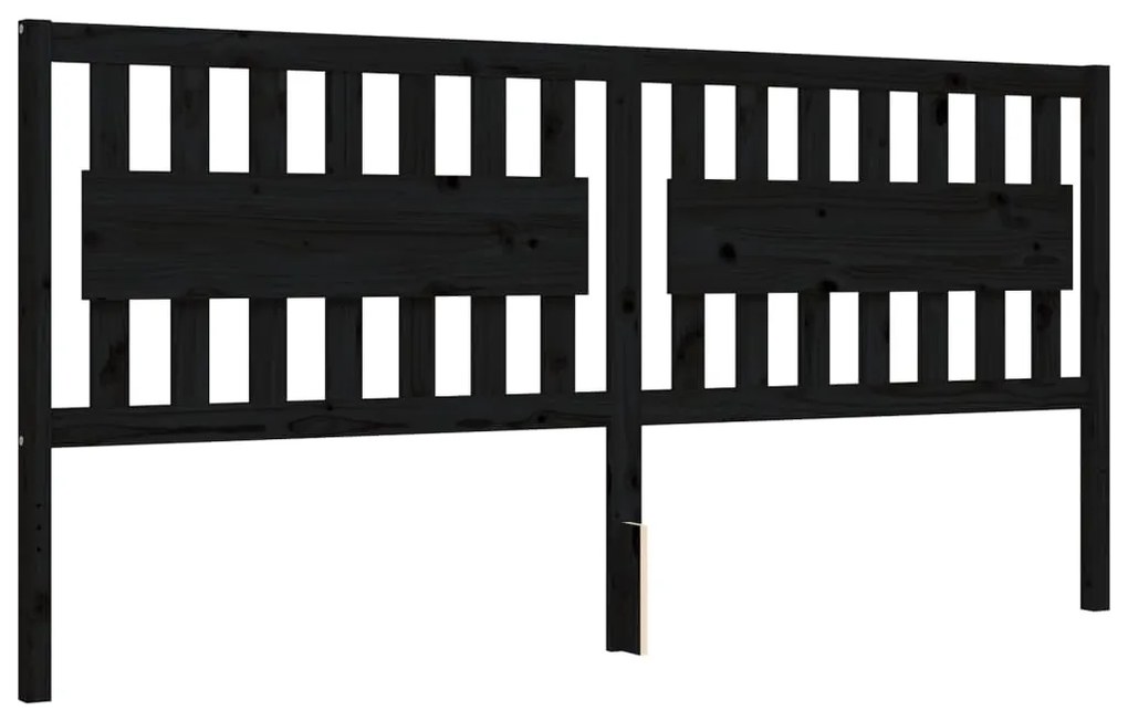 Estrutura de cama com cabeceira 200x200 cm madeira maciça preto