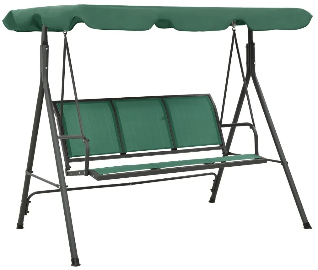 Banco de baloiço para jardim 170 cm textilene e aço verde