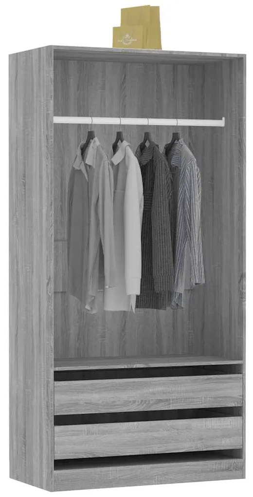 Roupeiro 100x50x200 cm derivados de madeira cinzento sonoma