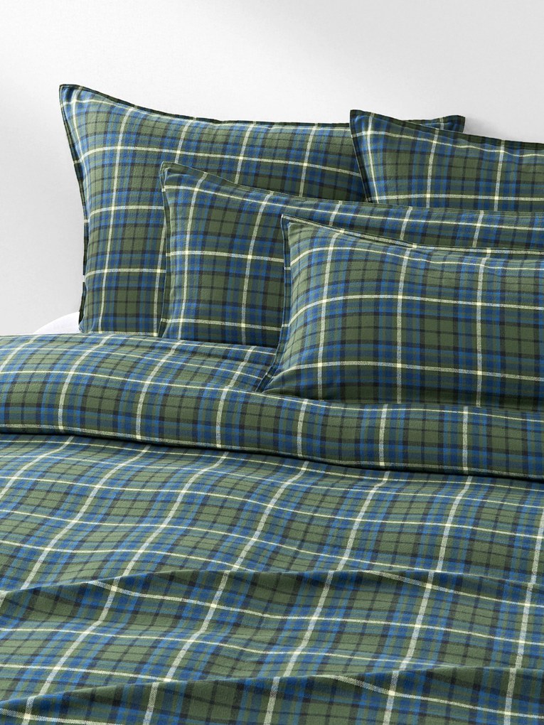 Capa de edredão em flanela xadrez Linsay