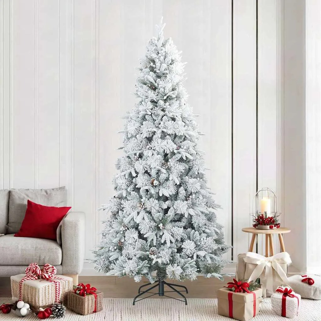 vidaXL Árvore de Natal Artificial Articulada Nevado Flocked Branco