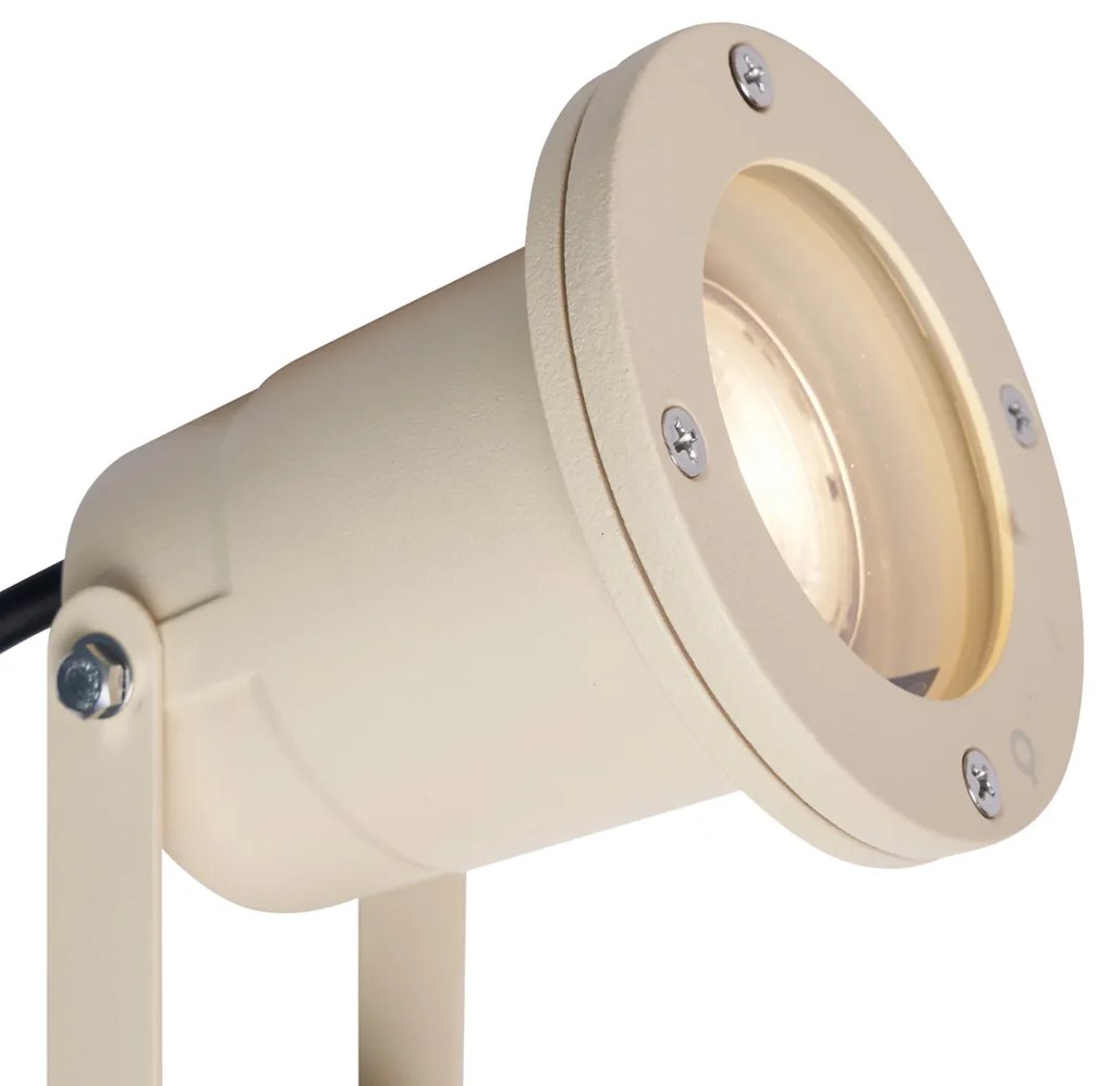 Foco de Jardim Bege GU10 50mm Ajustável IP65 Incl. Cabo e Ficha - Basic Moderno