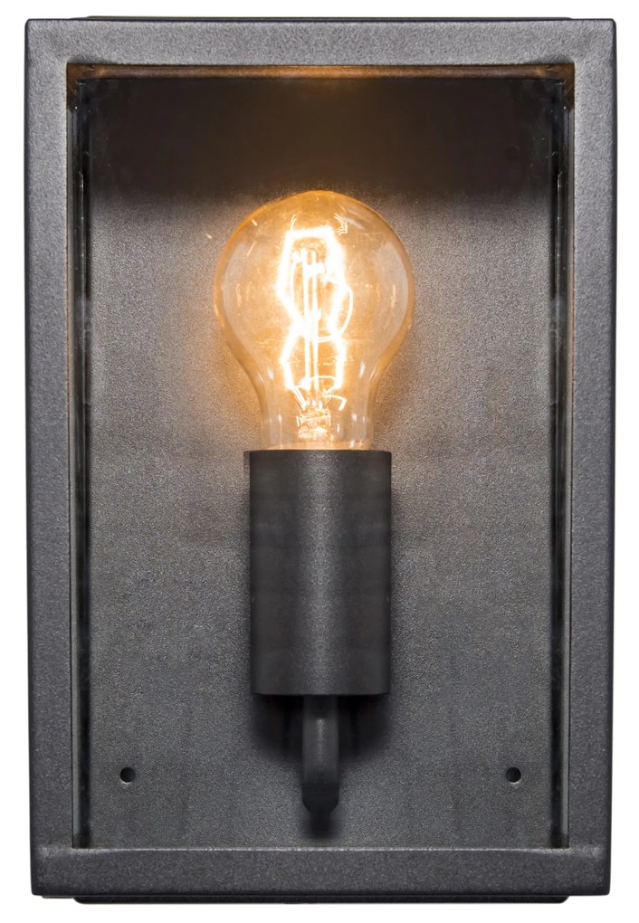 Candeeiro de parede exterior industrial preto com vidro 25,5 cm IP44 - Rotterdam Moderno,Rústico