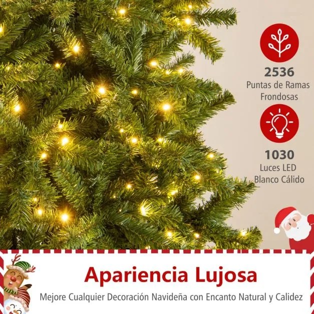 Árvore de Natal Artificial 360 x 130 cm Dobrável Pré-iluminada Interior Verde