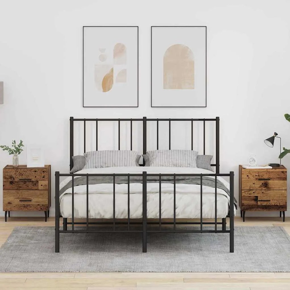 vidaXL Armário de Cabeceira 2 pcs Madeira antiga 40 x 35 x 47,5 cm